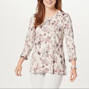 LOGO by Lori Goldstein Cotton Modal 3/4 Sleeve Top